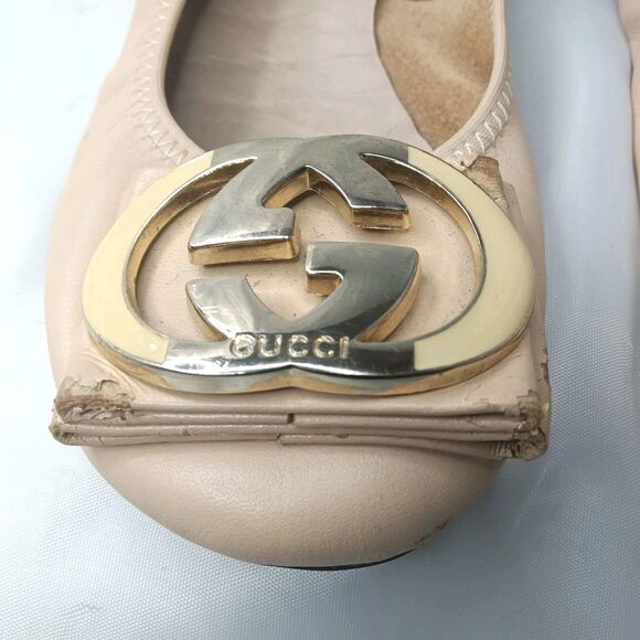 Gucci Interlocking G Logo Leather Ballet Flats Women's Shoes Sz EU 37/ 7M AS IS - Picture 8 of 16